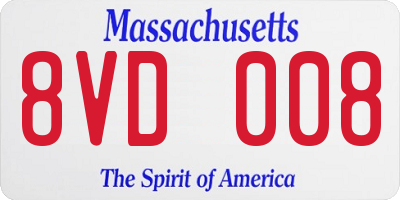 MA license plate 8VD008