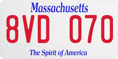 MA license plate 8VD070