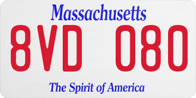 MA license plate 8VD080