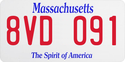 MA license plate 8VD091