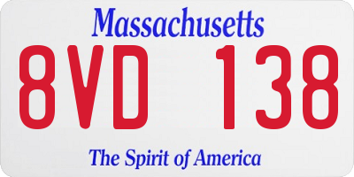 MA license plate 8VD138