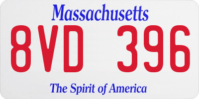 MA license plate 8VD396