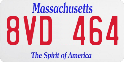 MA license plate 8VD464