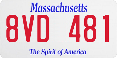 MA license plate 8VD481