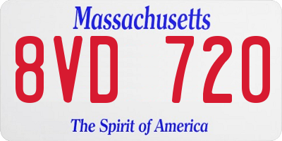 MA license plate 8VD720