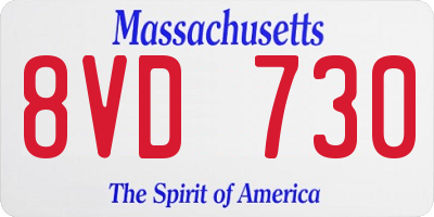 MA license plate 8VD730