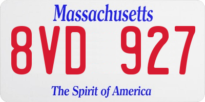 MA license plate 8VD927