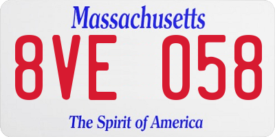 MA license plate 8VE058