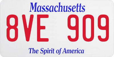 MA license plate 8VE909