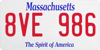 MA license plate 8VE986