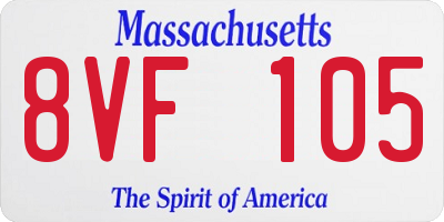 MA license plate 8VF105