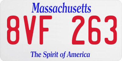 MA license plate 8VF263