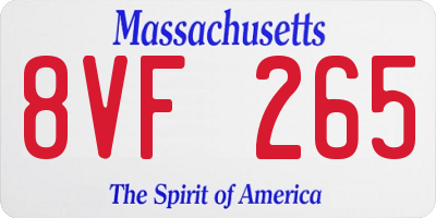 MA license plate 8VF265