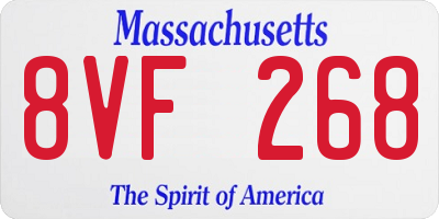 MA license plate 8VF268