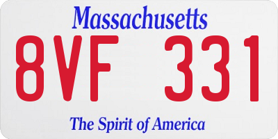 MA license plate 8VF331