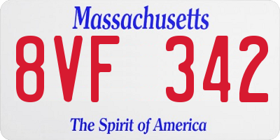 MA license plate 8VF342