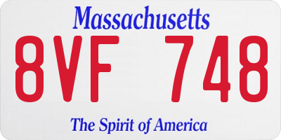 MA license plate 8VF748