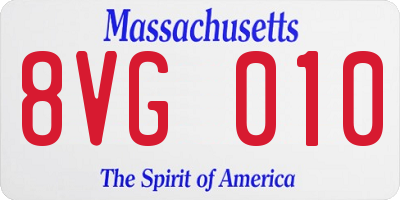 MA license plate 8VG010