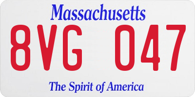 MA license plate 8VG047
