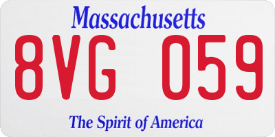 MA license plate 8VG059