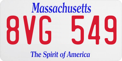 MA license plate 8VG549