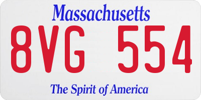 MA license plate 8VG554