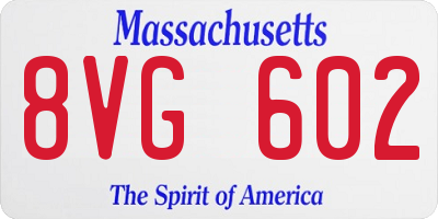 MA license plate 8VG602