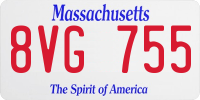 MA license plate 8VG755