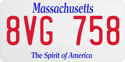 MA license plate 8VG758