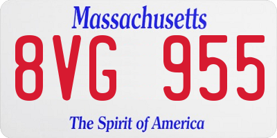 MA license plate 8VG955