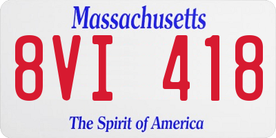 MA license plate 8VI418