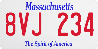 MA license plate 8VJ234