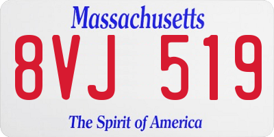 MA license plate 8VJ519