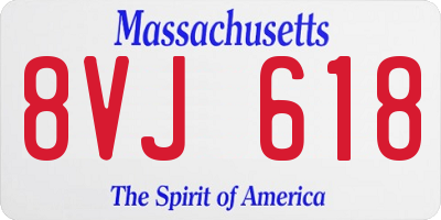 MA license plate 8VJ618