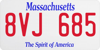 MA license plate 8VJ685