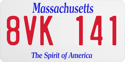 MA license plate 8VK141