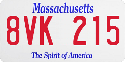 MA license plate 8VK215