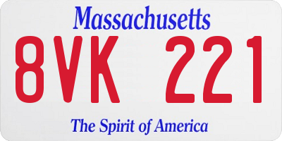 MA license plate 8VK221