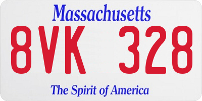 MA license plate 8VK328