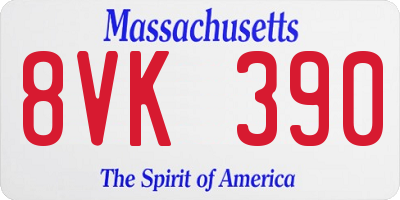 MA license plate 8VK390