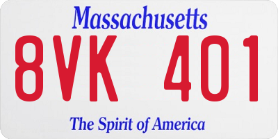 MA license plate 8VK401