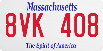 MA license plate 8VK408