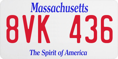 MA license plate 8VK436