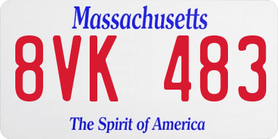 MA license plate 8VK483