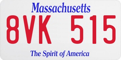 MA license plate 8VK515