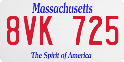MA license plate 8VK725