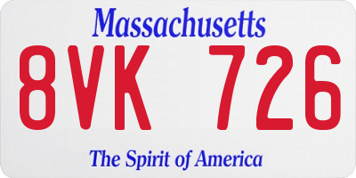 MA license plate 8VK726