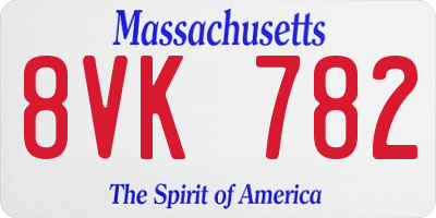 MA license plate 8VK782
