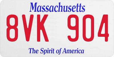 MA license plate 8VK904