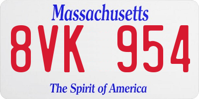 MA license plate 8VK954